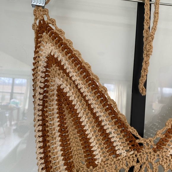 Cider boho Brown Crochet Maxi summer Dress - Picture 3 of 9